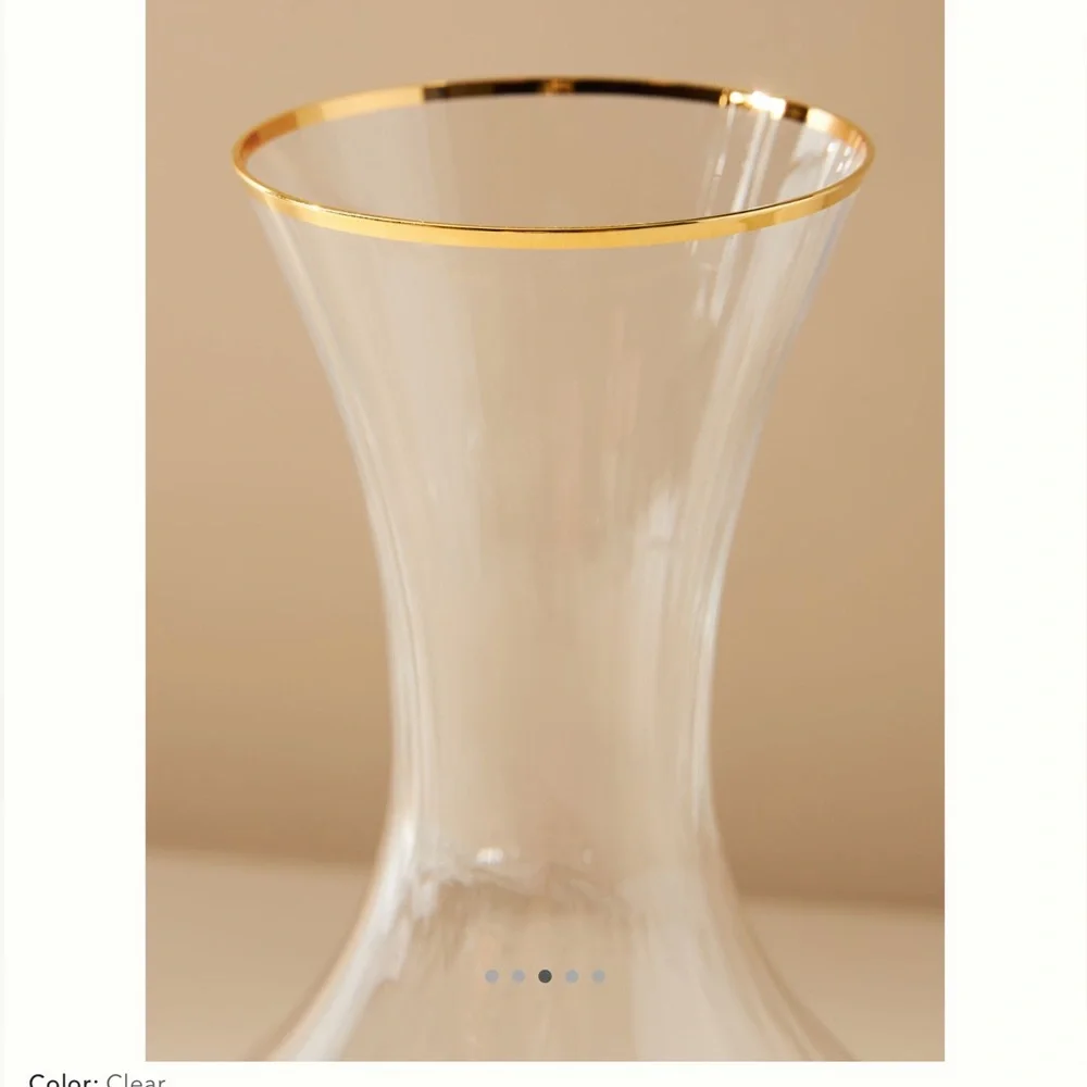 Anthropologie Waterfall Carafe -Hand-painted crystalline, 24k gold NEW
